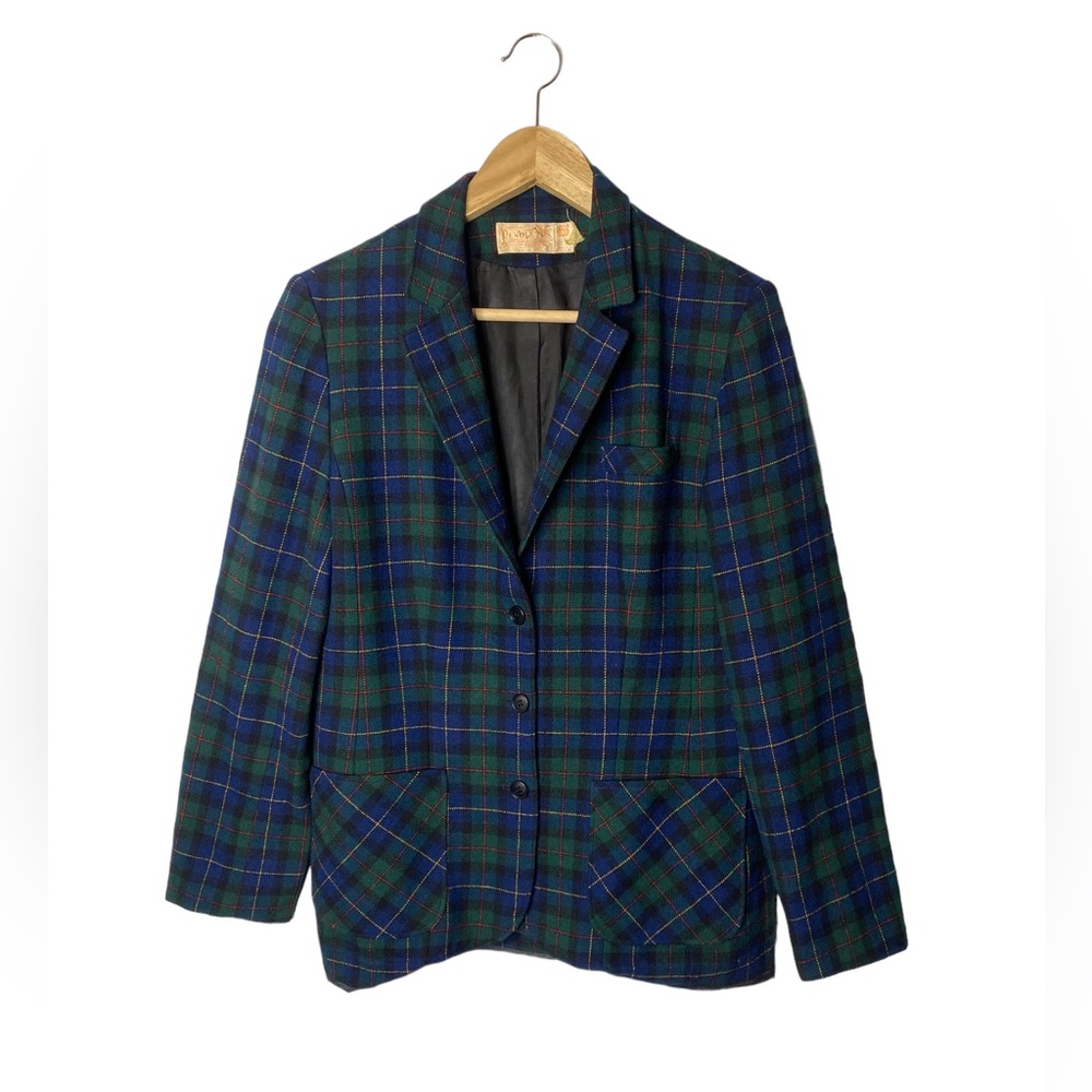 Vintage Pendleton Tartan Plaid Wool Blazer Jacket S